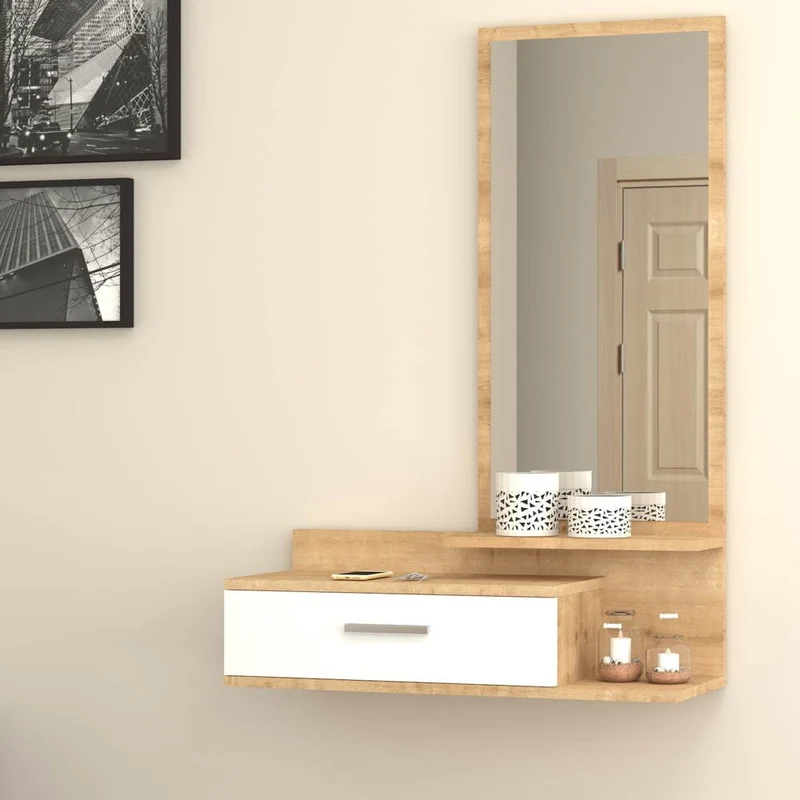 Mobile ingresso con specchio 80x35x116 cmJoy bianco rovere