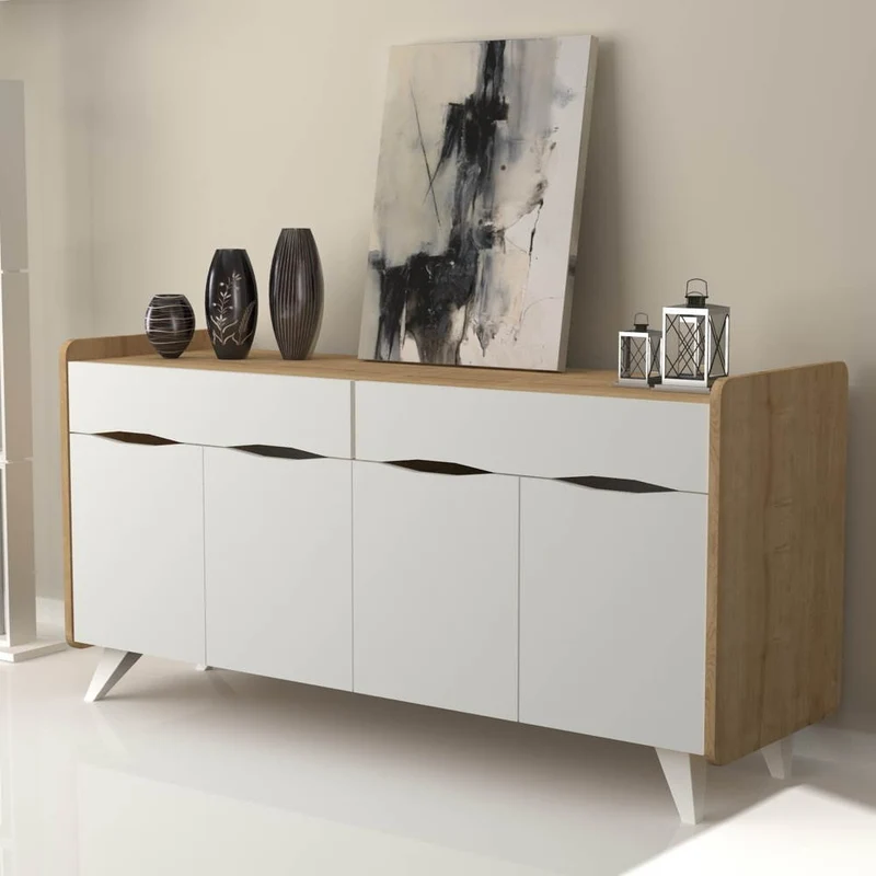 Madia Sila bianco rovere 140x45x72H cm