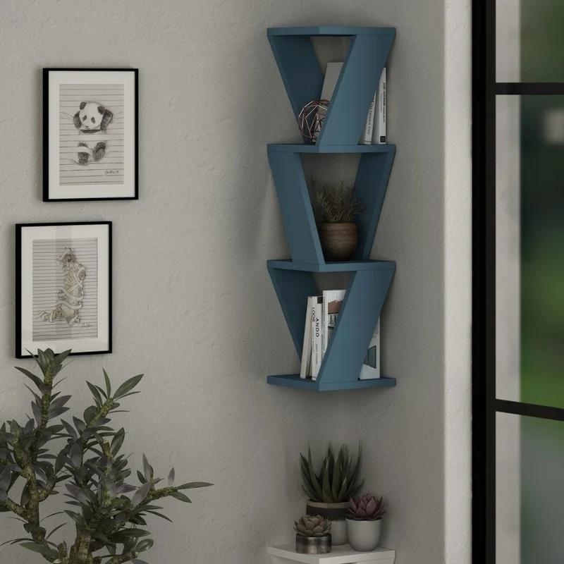 Libreria angolare 22x22x85 cm pensile Zena turchese