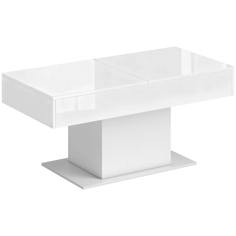 Tavolino da Caffè Estensibile 108-178.5x53x49 cm con Vano Contenitore Moderno Bianco Lucido