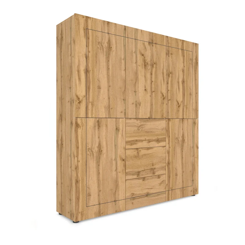 Credenza Alta 5 Ante e 3 Cassetti 150x35x165 cm Elios Quercia Natura