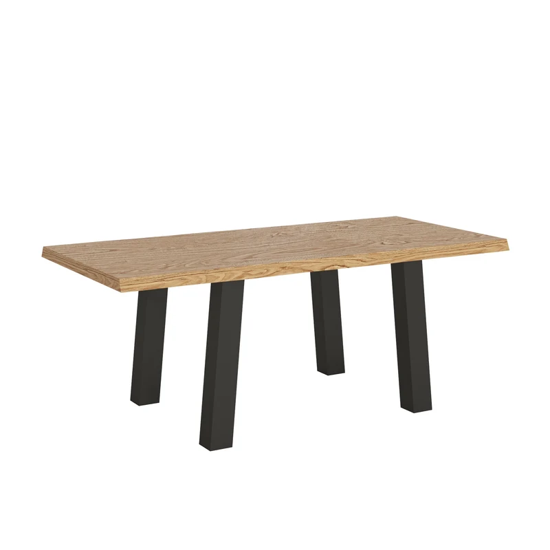 Tavolo Allungabile 200/300x90 cm Svalen Rovere Scortecciato Gambe Antracite