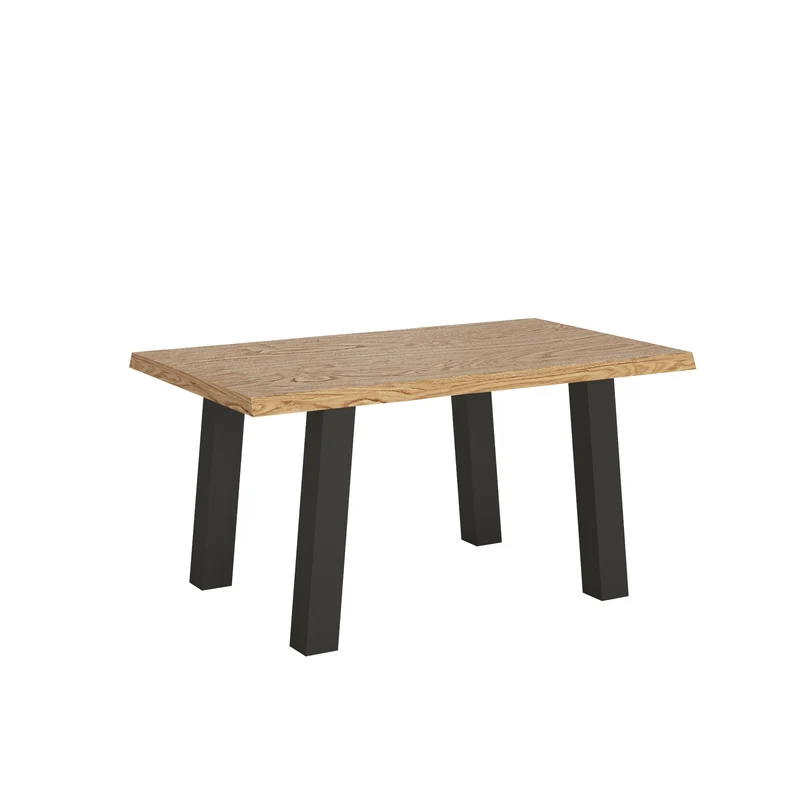 Tavolo Allungabile 160/260x90 cm Svalen Rovere Scortecciato Gambe Antracite