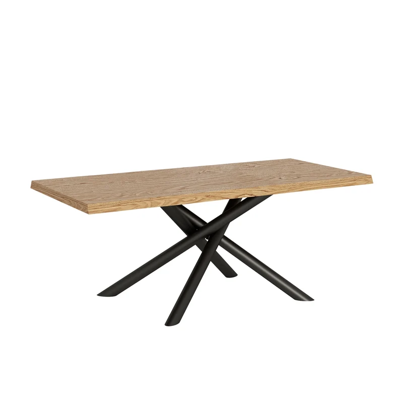 Tavolo Allungabile 180/230x90 cm Vindral Rovere Scortecciato Gambe Antracite