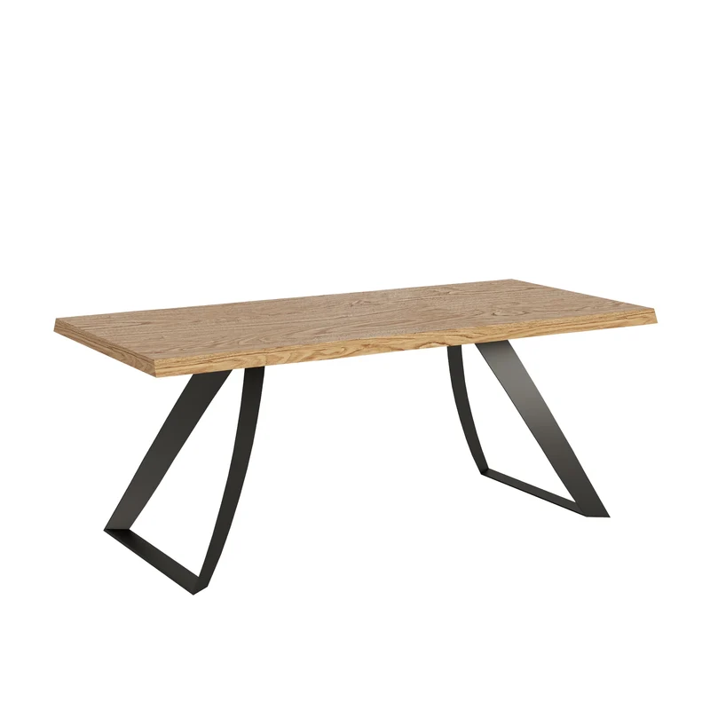 Tavolo Allungabile 180/280x90 cm Tabira Rovere Scortecciato Gambe Antracite