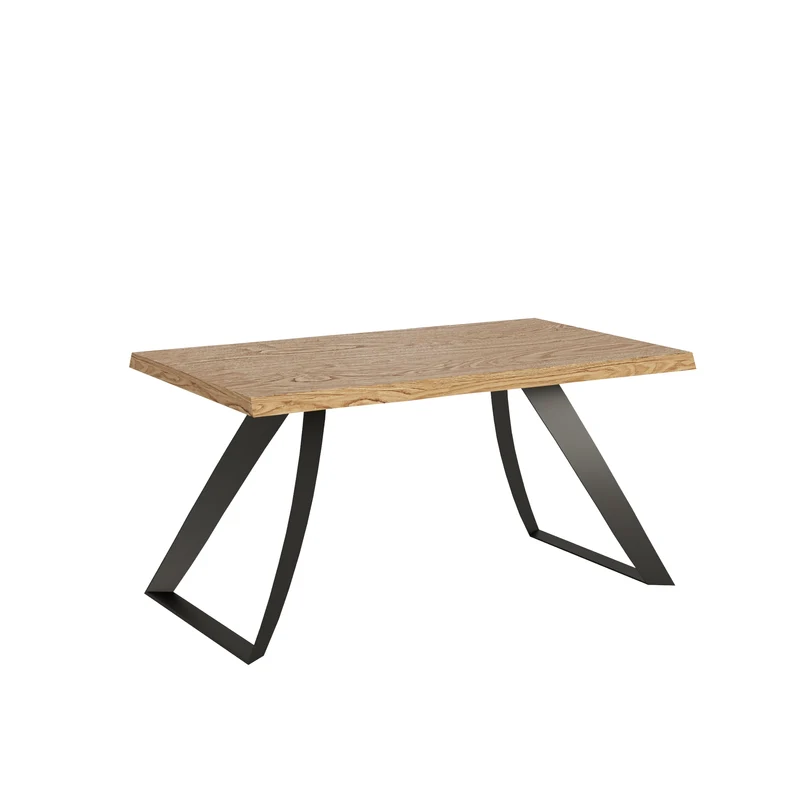 Tavolo Allungabile 160/260x90 cm Tabira Rovere Scortecciato Gambe Antracite