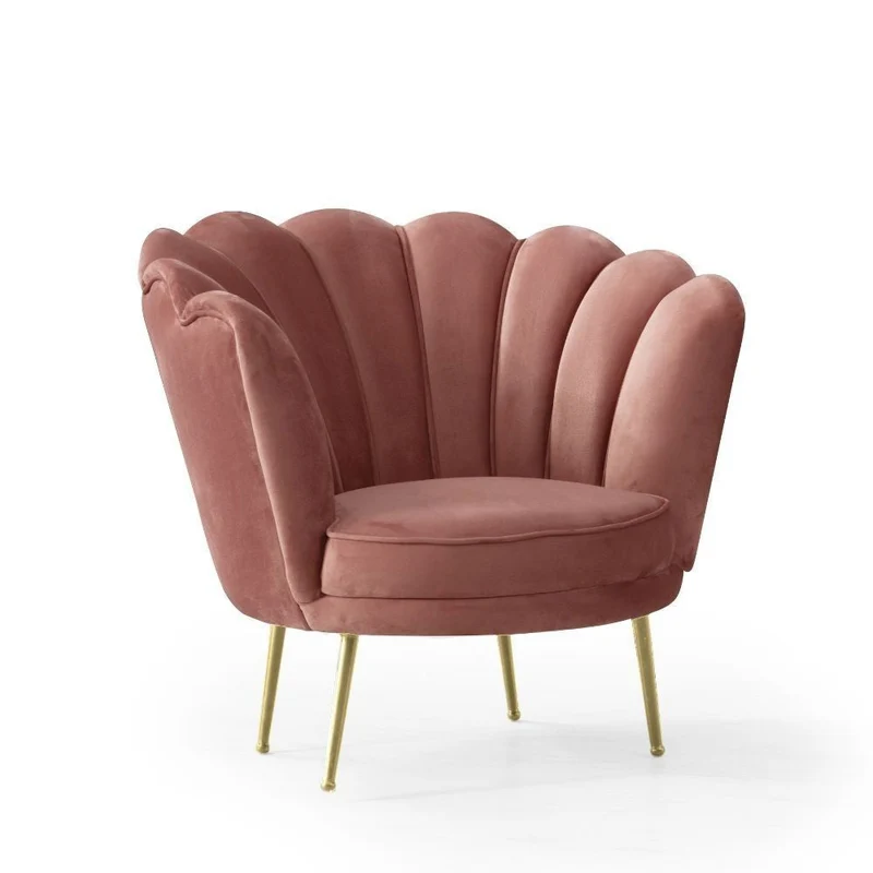 Poltrona a conchiglia 75x80x75 cm Orel in velluto rosa