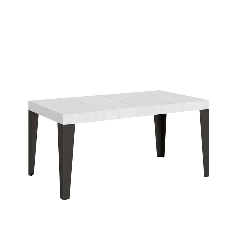 Tavolo Allungabile 120/380x90 cm Flame Premium Bianco Frassino Gambe Antracite