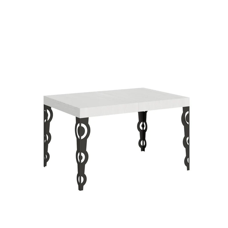 Tavolo Allungabile 120/380x90 cm Karamay Bianco Frassino Gambe Antracite