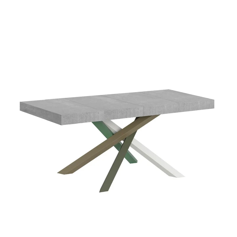 Tavolo Allungabile 120/380x90 cm Volantis Premium Cemento Gambe Multicolore 4/A