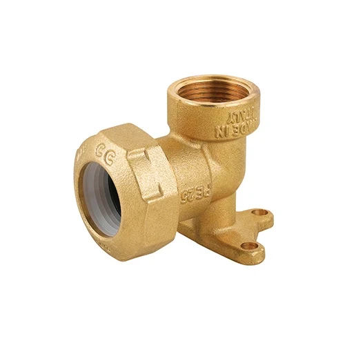 Gomito femmina con flangia in ottone per tubo pe 1 x32