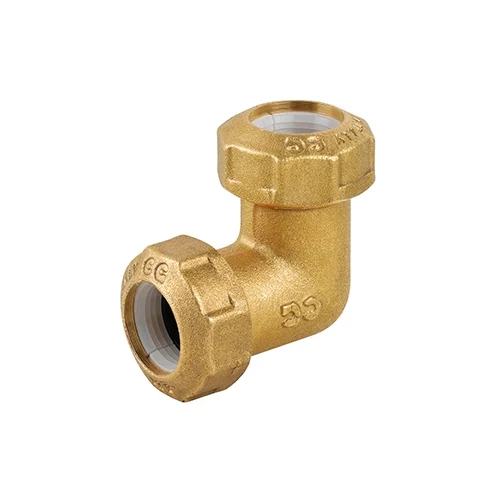 Gomito doppio in ottone per tubo pe 32x32