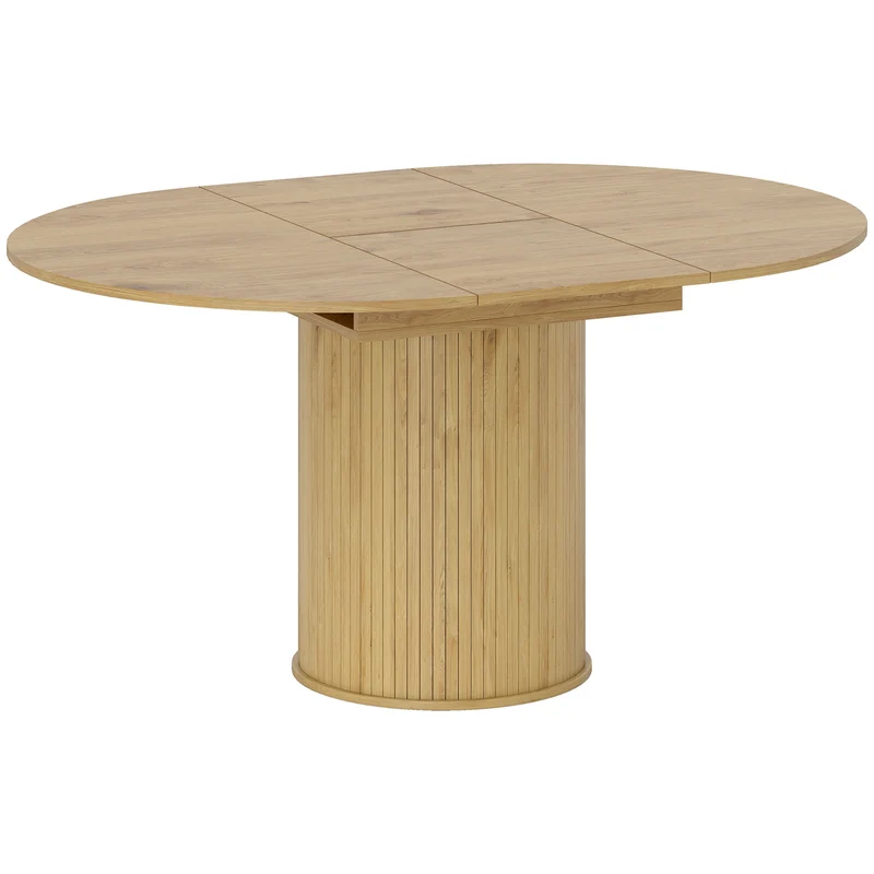 Tavolo Espandibile per 6-8 Persone da Rotondo a Ovale n Legno e Acciaio Color Legno