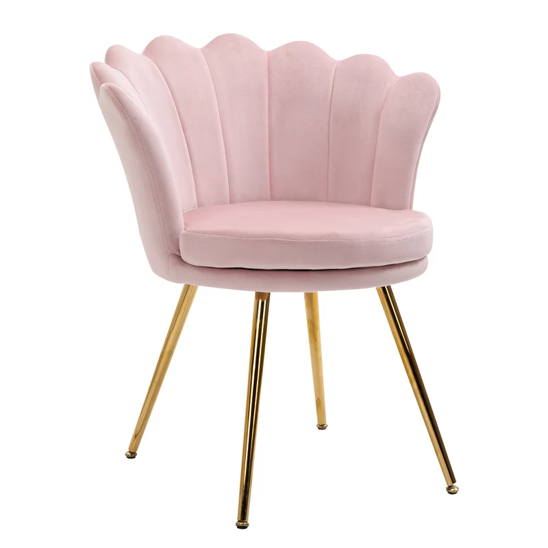 Poltrona da Salotto in Stile Vintage 67x64x77 cm Schienale a Conchiglia in Velluto Rosa