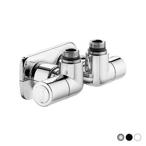 Valvola termostatizzabile detentore a doppia squadra versione sx 1/2 23 p.1 5 nero