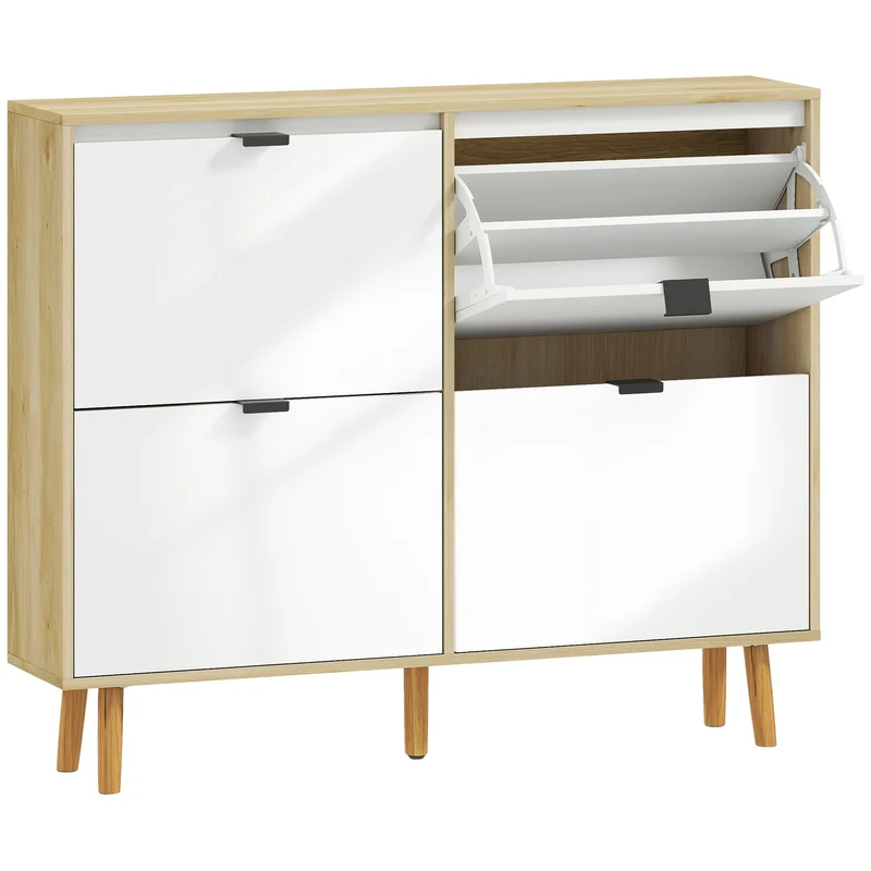 Scarpiera Slim con 4 Cassetti Ribaltabili per 20 Paia di Scarpe 105x24x92,5 cm Design Moderno in MDF Bianco
