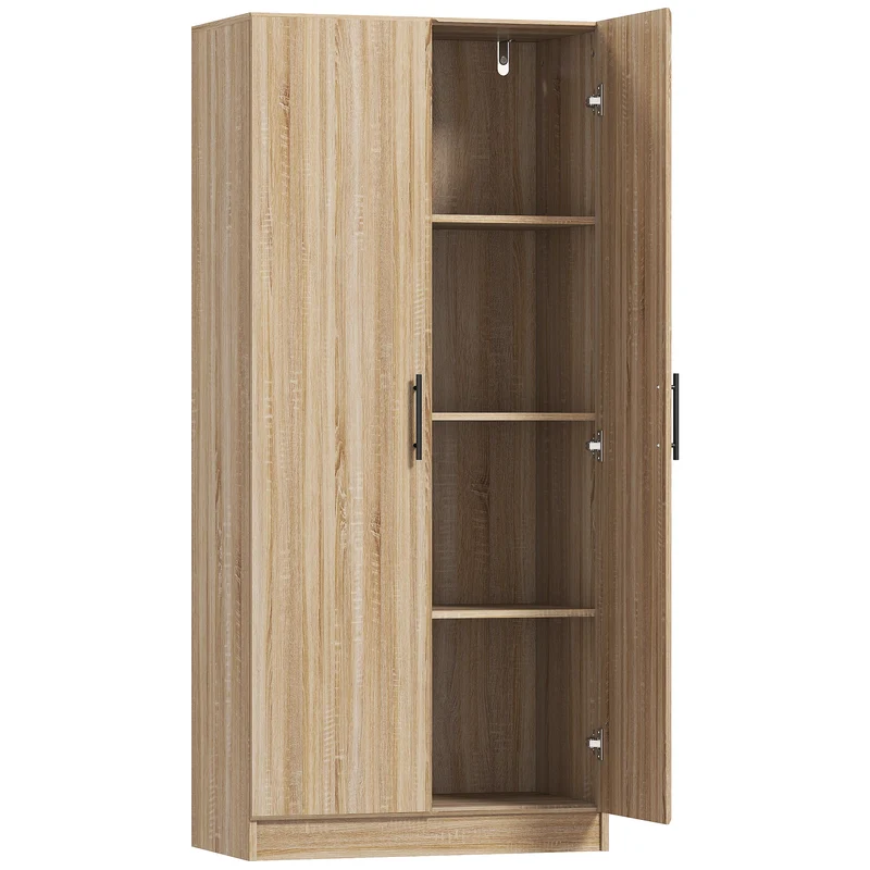 Mobile Cucina Multiuso Credenza Moderna 75x40x165 cm Ante a Chiusura Ammortizzata Color Legno