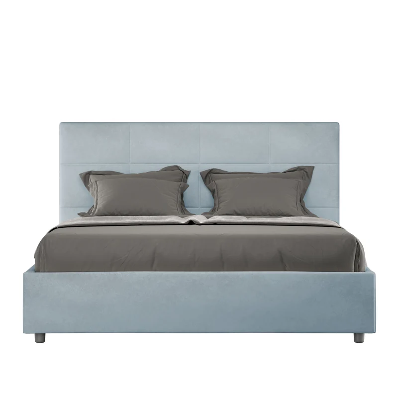 Letto 1 Piazza E Mezzo Imbottito in Microfibra Mika Azzurro Varie Misure