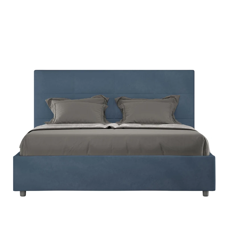 Letto 1 Piazza E Mezzo Imbottito in Microfibra Mika Blu Varie Misure
