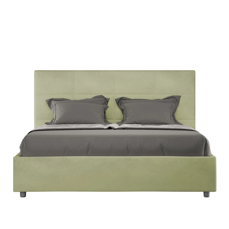 Letto 1 Piazza E Mezzo Imbottito in Microfibra Mika Tè Verde Varie Misure
