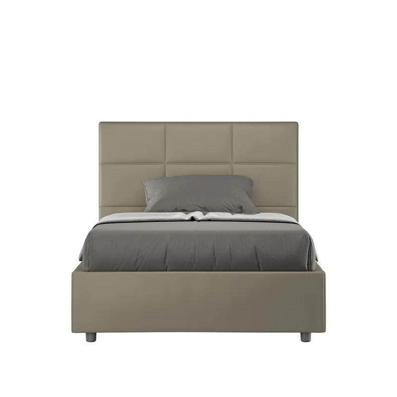 Letto 1 Piazza E Mezzo Imbottito in Similpelle Mika Cappuccino Varie Misure