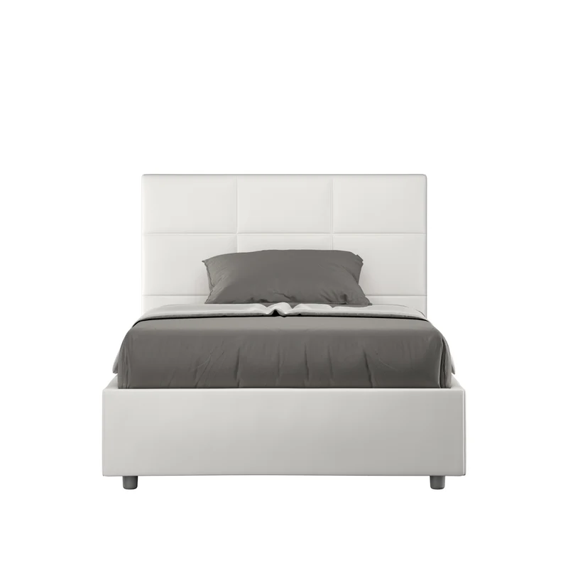 Letto 1 Piazza E Mezzo Imbottito in Similpelle Mika Bianco Varie Misure