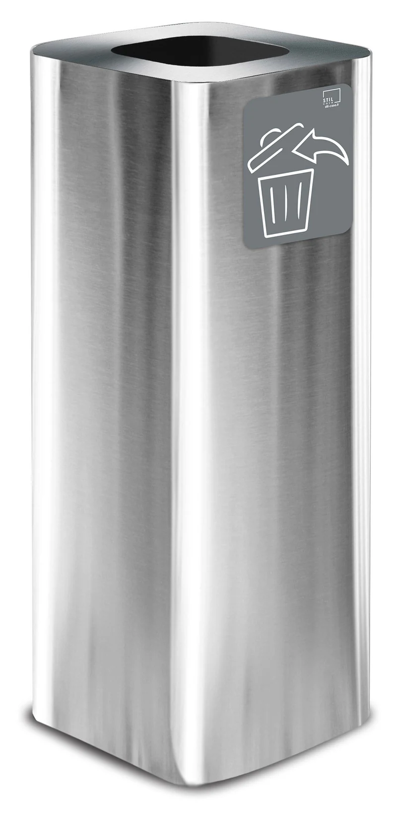 Pattumiera Per Raccolta Rifiuti 30x30xh80 cm In Acciaio Inox con Pittogramma Magnetico Argento Seconda Scelta