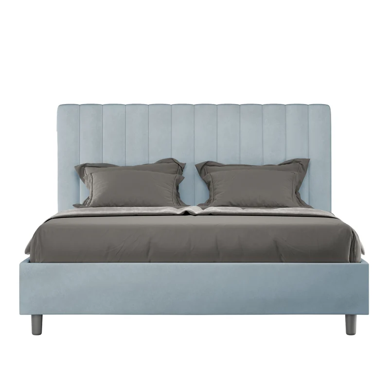 Letto 1 Piazza E Mezzo Imbottito in Microfibra Agueda Azzurro Varie Misure