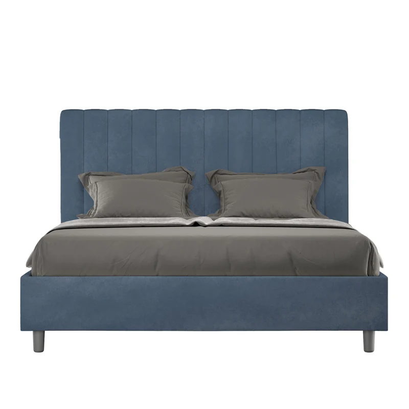 Letto 1 Piazza E Mezzo Imbottito in Microfibra Agueda Blu Varie Misure
