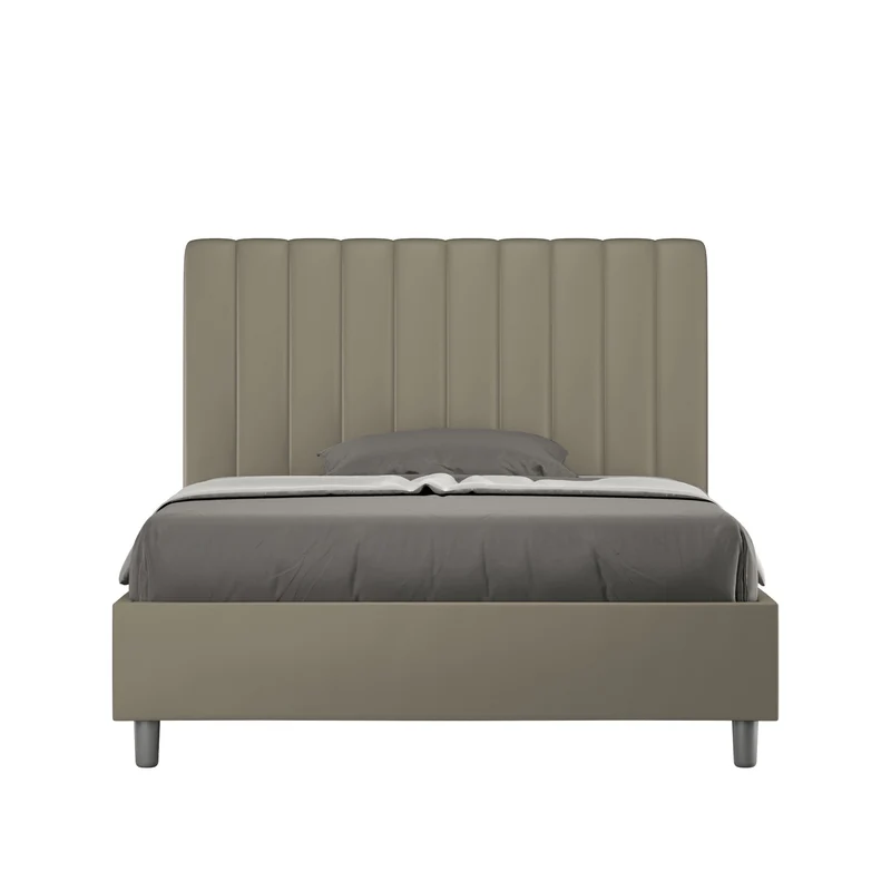 Letto 1 Piazza E Mezzo Imbottito in Similpelle Agueda Cappuccino Varie Misure