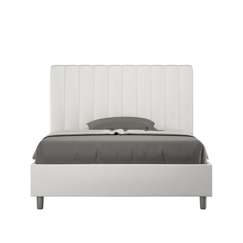 Letto 1 Piazza E Mezzo Imbottito in Similpelle Agueda Bianco Varie Misure