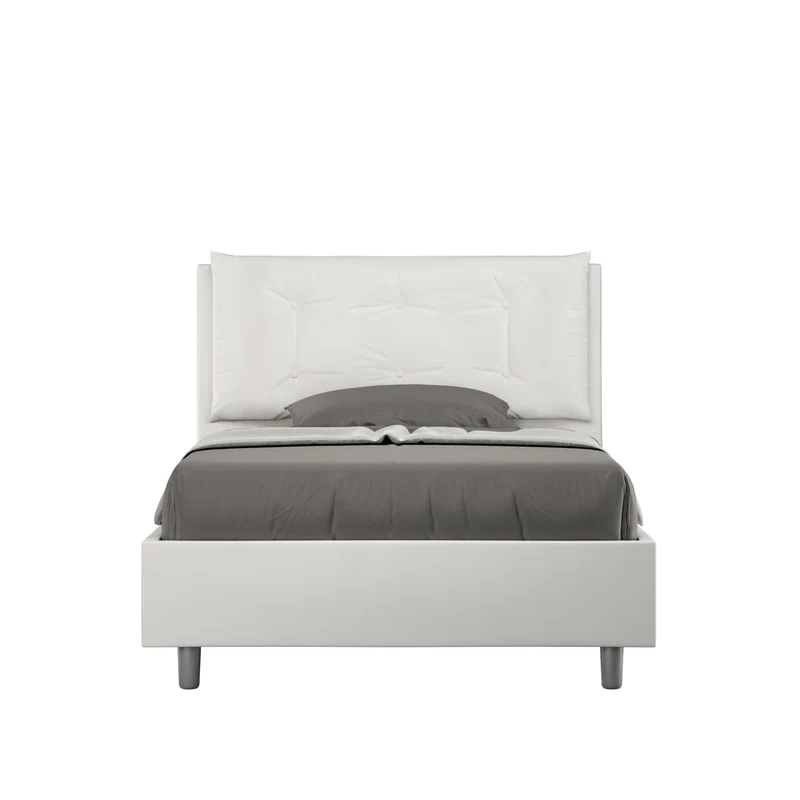 Letto 1 Piazza E Mezzo Imbottito in Similpelle Annalisa Large Bianco Varie Misure
