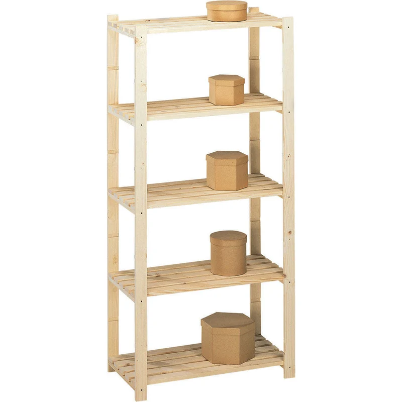 Scaffale in Legno 5 Ripiani 80x30x170cm Fumer Euro Abete Grezzo