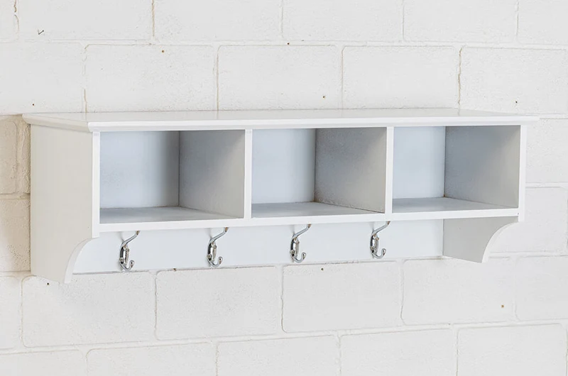 Mensola Appendiabiti in Legno 79x25x25 cm Cortina Bianco