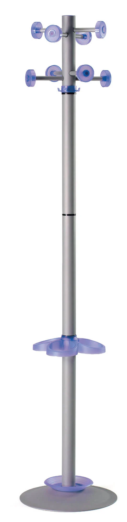 Appendiabiti da Terra Ø36x178 cm con Portaombrelli in Metallo Fumer Bennet Silver e Blu