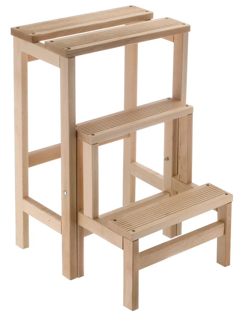 Sgabello Scaletta in Legno Faggio Grezzo Fumer Cleo
