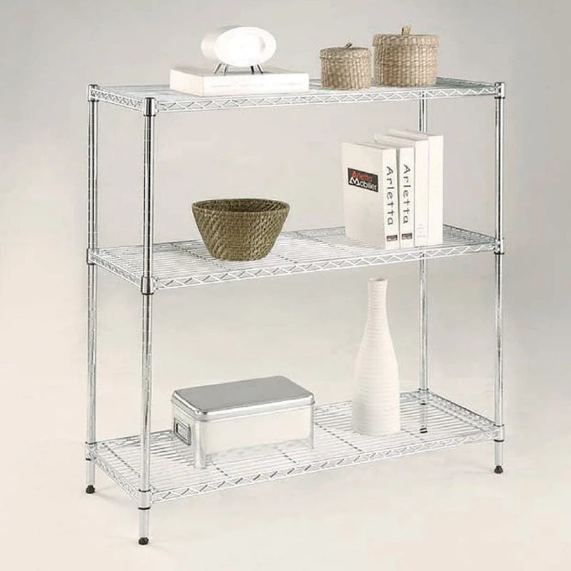 Scaffale in Acciaio Cromato 3 Piani 90x35x86cm Fumer Iron Rack