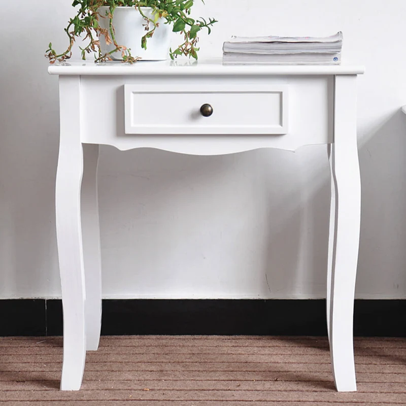 Consolle con 1 Cassetto in Legno 80x37x75 cm Ryan Bianco