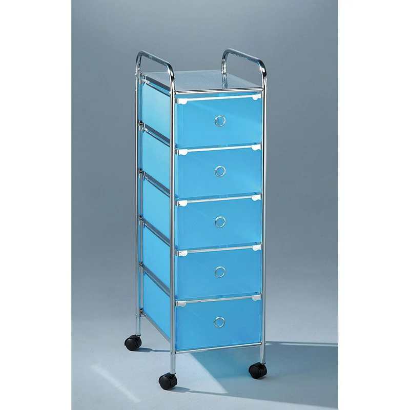 Cassettiera in Acciaio 5 Cassetti in PVC 30,5x37x98cm Fumer Getty Blu