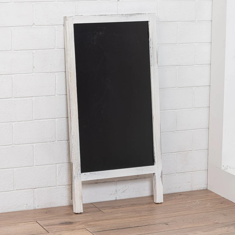 Lavagna Ristorante Pieghevole in Legno 50x65x100 cm Bianco
