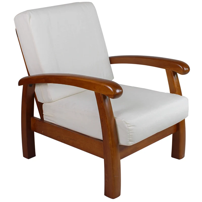 Poltrona in Legno con Cuscini 66x85x83cm Vandi Panna