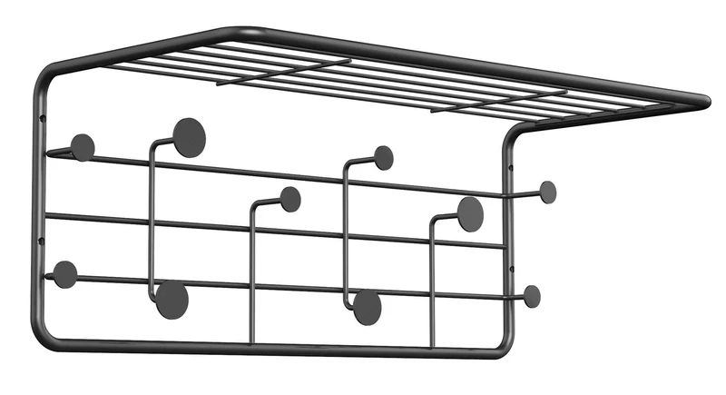 Appendiabiti da Parete 51,4x24x21 cm in Metallo Motti Nero