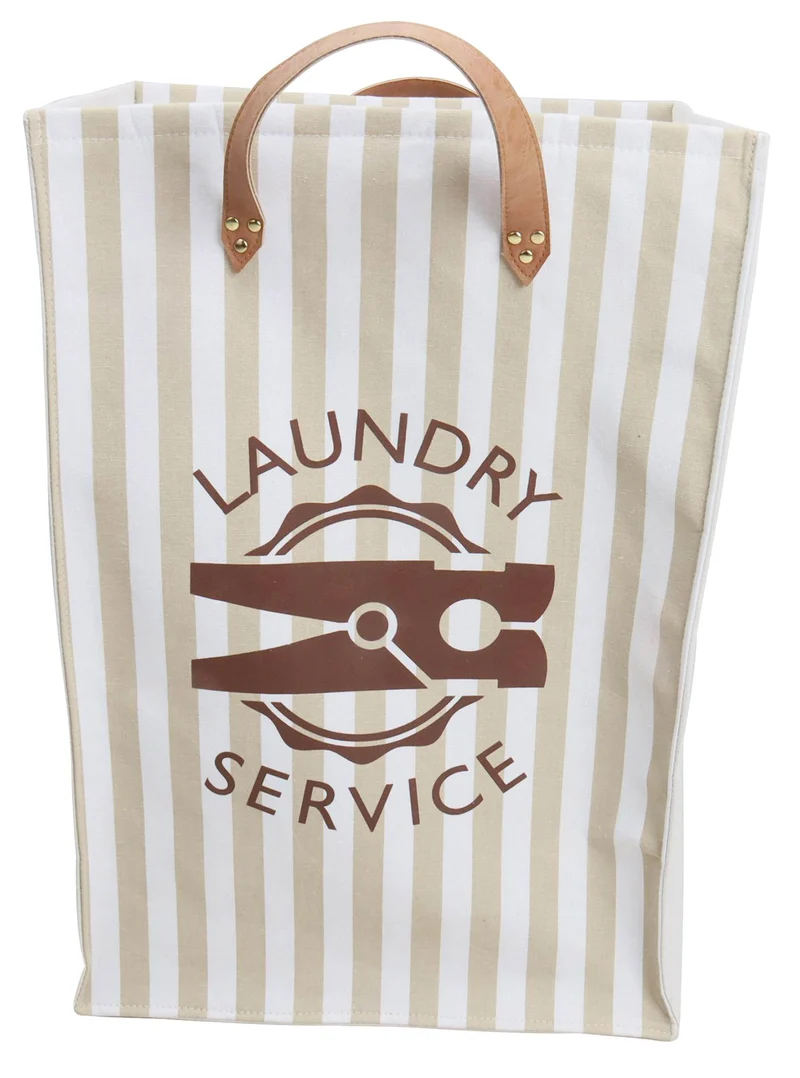 Borsa Portabiancheria con Manici 60x29x40 cm in Tessuto Beige