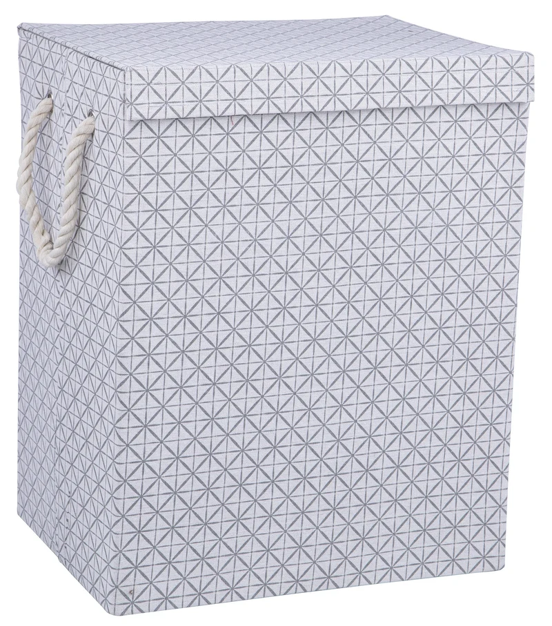 Cesto Portabiancheria Pieghevole con Manici 50x30x40 cm in Poliestere Grigio e Bianco