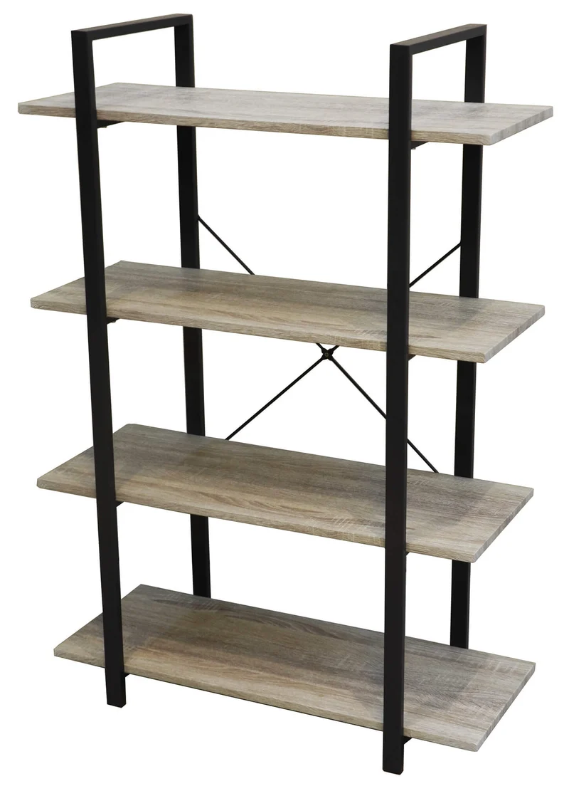Libreria 4 Ripiani 80x33x116 cm in Metallo e Legno Motti Union Grigio