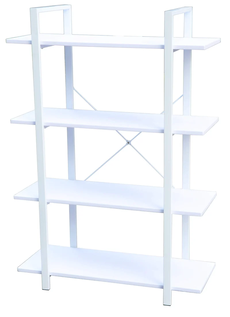 Libreria 4 Ripiani 80x33x116 cm in Metallo e Legno Motti Union Bianca