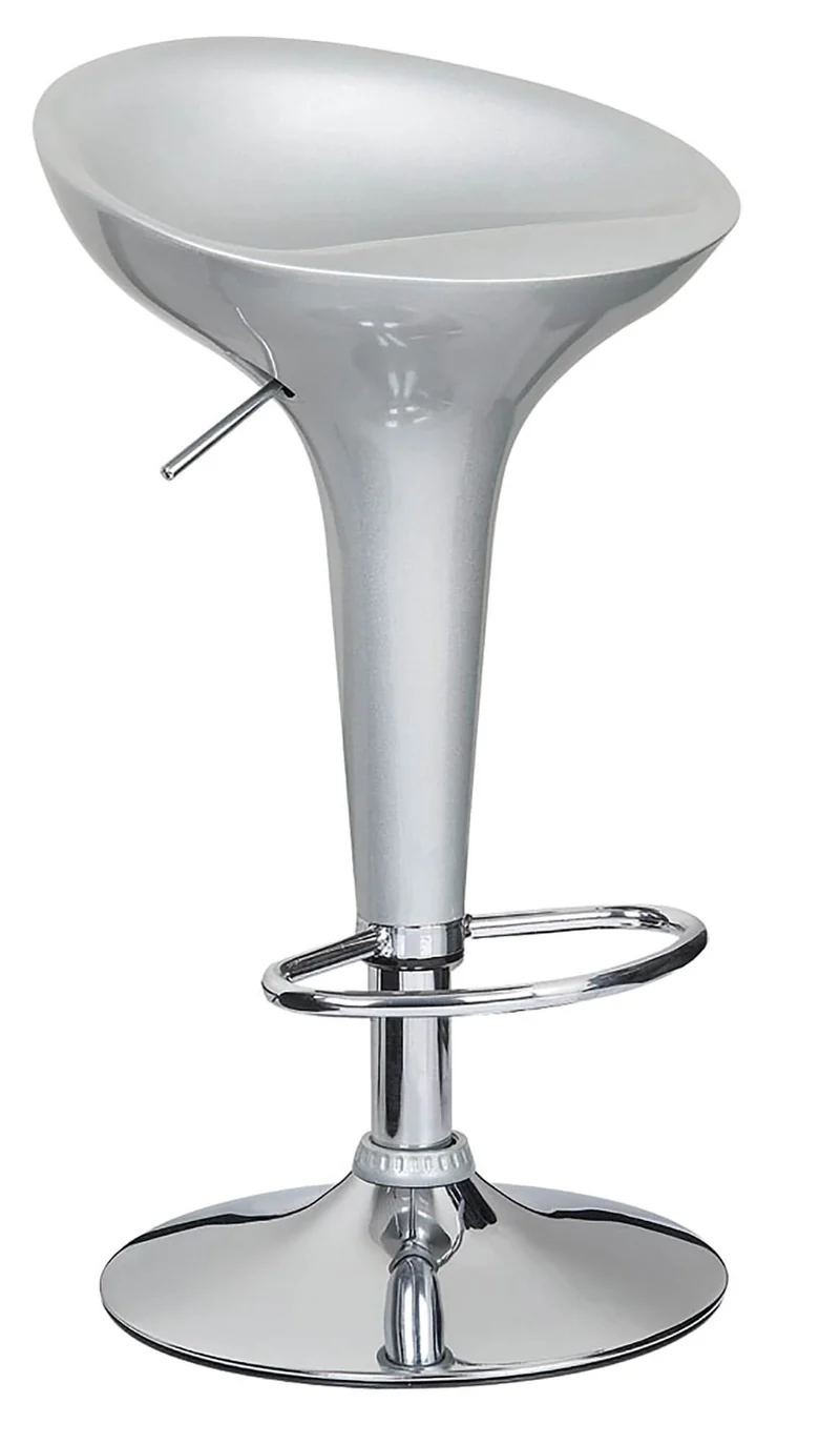 Sgabello con Alzata a Gas e Seduta Girevole in ABS Motti Boston Silver Lucido