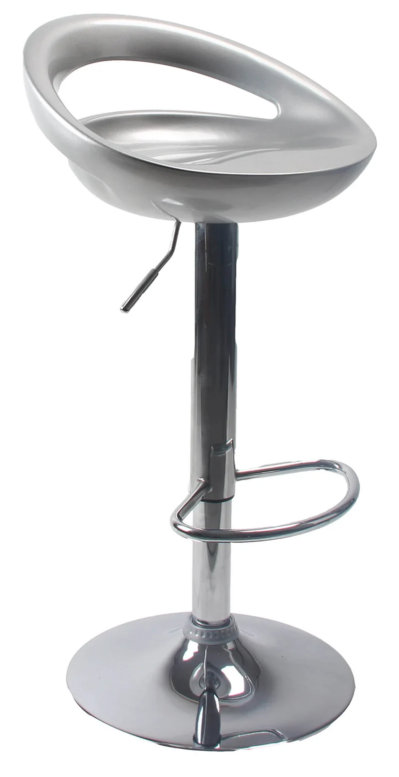 Sgabello con Alzata a Gas e Seduta Girevole in ABS Motti Seattle Silver Lucido