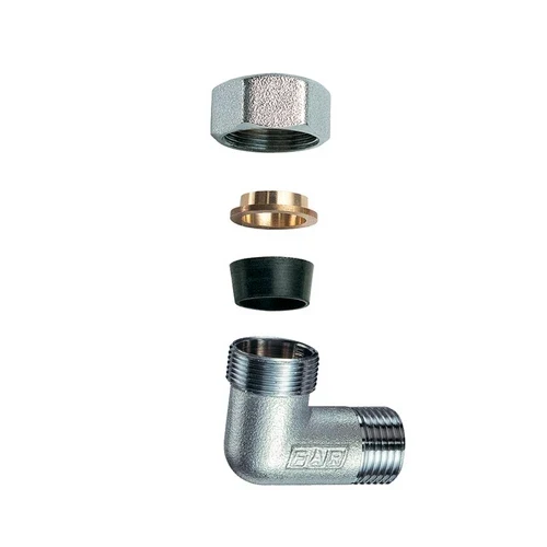 Gomito maschio cromato c/monocono in gomma per rame 1/2 x 18