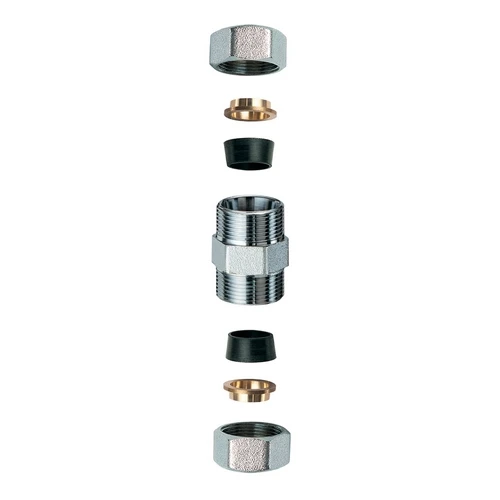 Niplex doppio cromato c/monocono in gomma per rame 1/2 x 18